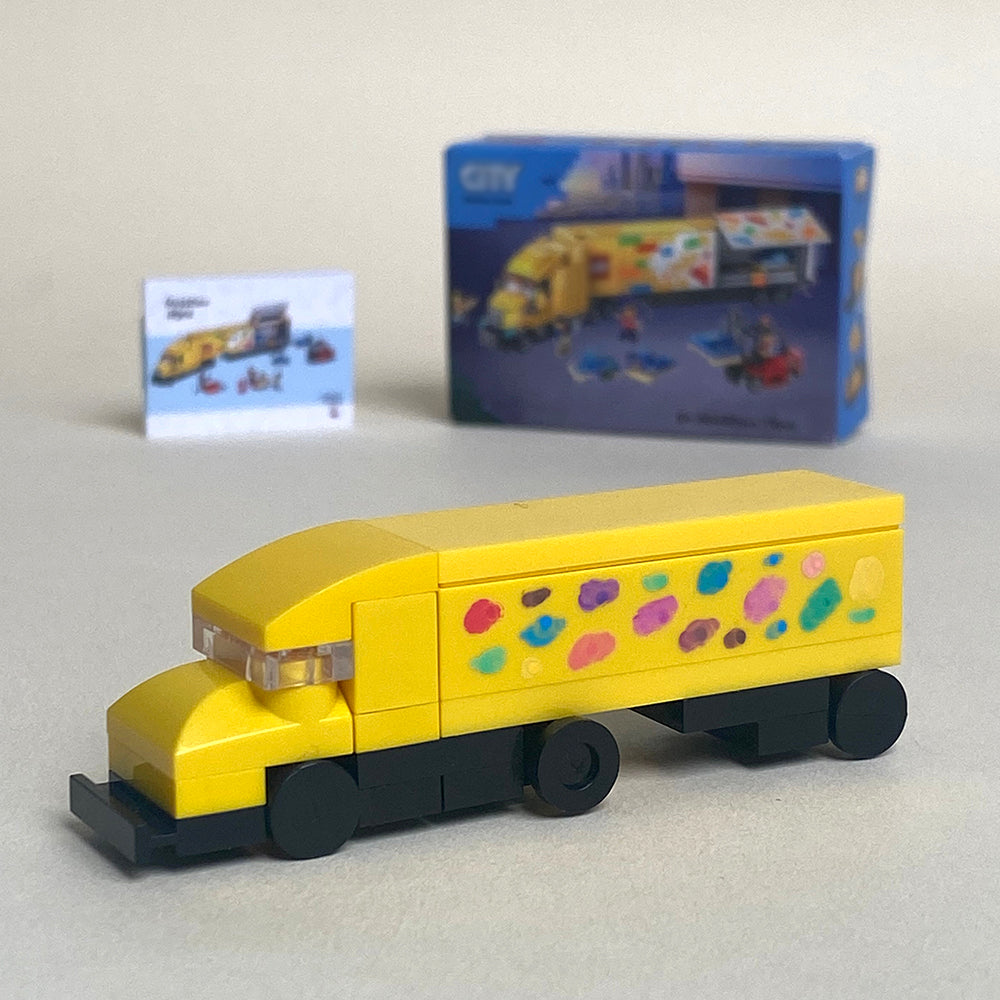 Mini Yellow Delivery Truck MOC Brick Set Come with Box and Manual