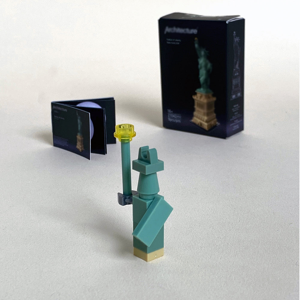 Самодельный набор миниатюрных кубиков «Статуя Свободы» в коробке с инструкцией. Ручная работа. 