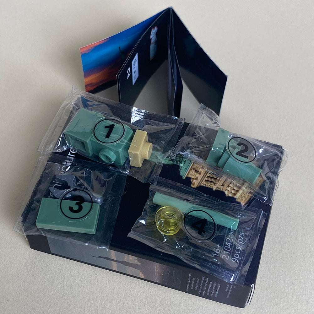 Самодельный набор миниатюрных кубиков «Статуя Свободы» в коробке с инструкцией. Ручная работа. 