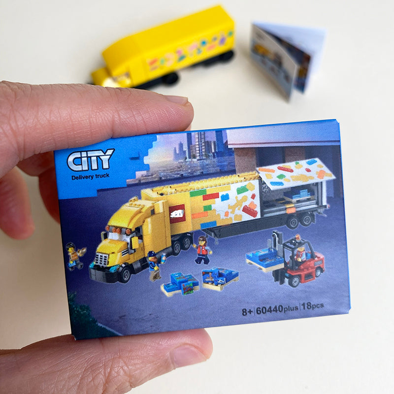 Mini Yellow Delivery Truck MOC Brick Set Come with Box and Manual