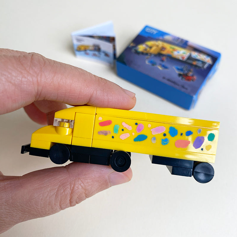 Mini Yellow Delivery Truck MOC Brick Set Come with Box and Manual